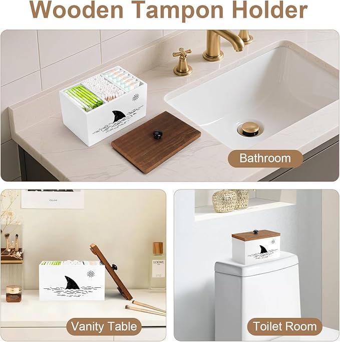 Tampon Holder for BathroomWhite Feminine Product OrganizerGirl Stuff Box for BathroomPad and Tampon Organizer for BathroomPad Holder for BathroomShark Week Bathroom OrganizerBathroom Accessories