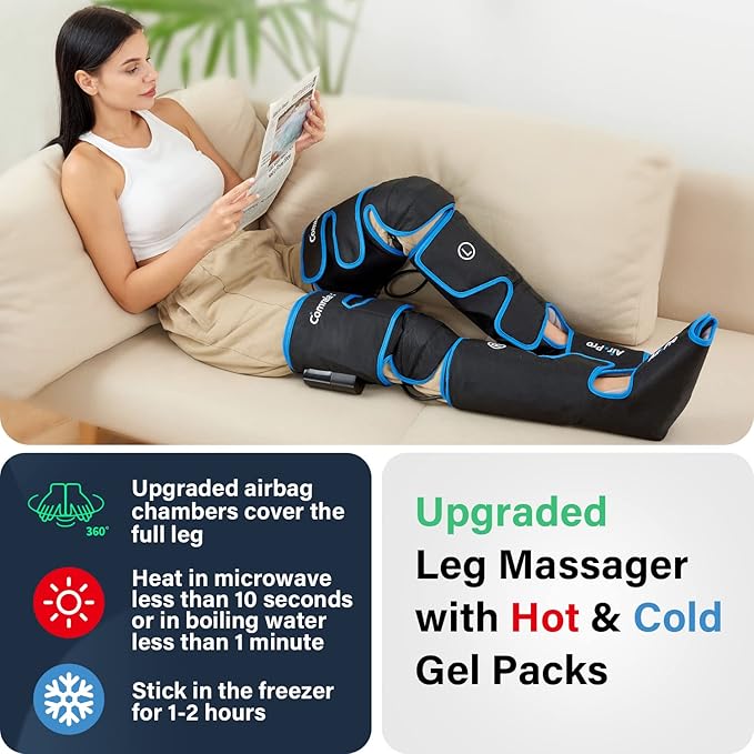FSA Eligible HSA Approved Air Compression Leg Massager for Circulation and Recovery Full Leg Massager with Cold Therapies 3 Modes 3 Intensities Sequential Compression Device for Pain Relief