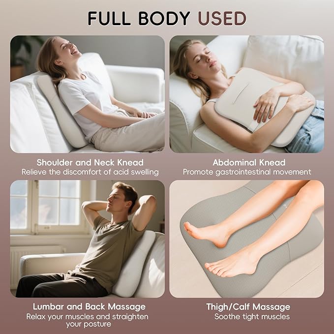 Back Massager Rolling Up and Down Back Massager with Heat Back Massage 4D Kneading for Pain Relief Deep Tissue Ultrathin Shoulder Massager Mother's Day Gift for Women Men Parents Khaki