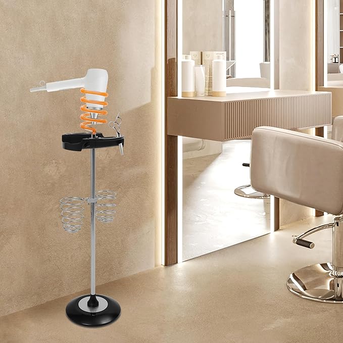 Hair Dryer Stand with Tray and Spiral Holders Twisty Style Acrylic Top Holder Blow Dryer Stand Adjustable Organizer for Blow Dryer Curling Iron Brushes Orange