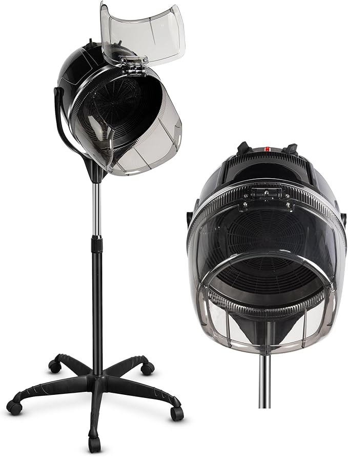 TASALON Professional Hooded Bonnet Hair Dryer Stand with Adjustable Timer Rolling Wheels - Portable Floor Standing Dryer for Home Salon &amp Beauty Spa Equipment