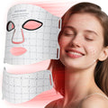 Red Light Mask for Face and Neck 7 Colors Red Light Face Mask with Rechargeable Remote Controller Flexible Portable Lightweight and Ergonomic for Home &amp Travel (White)