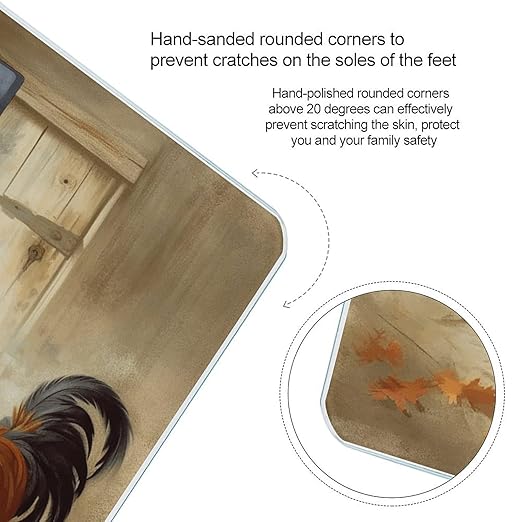 Chicken and Rooster Print Scale for Body Weight Safe Rounded Corners Tempered Glass Digital Bathroom Scale LED Display 400lb Capacity Weight Scales with High Precision Sensors