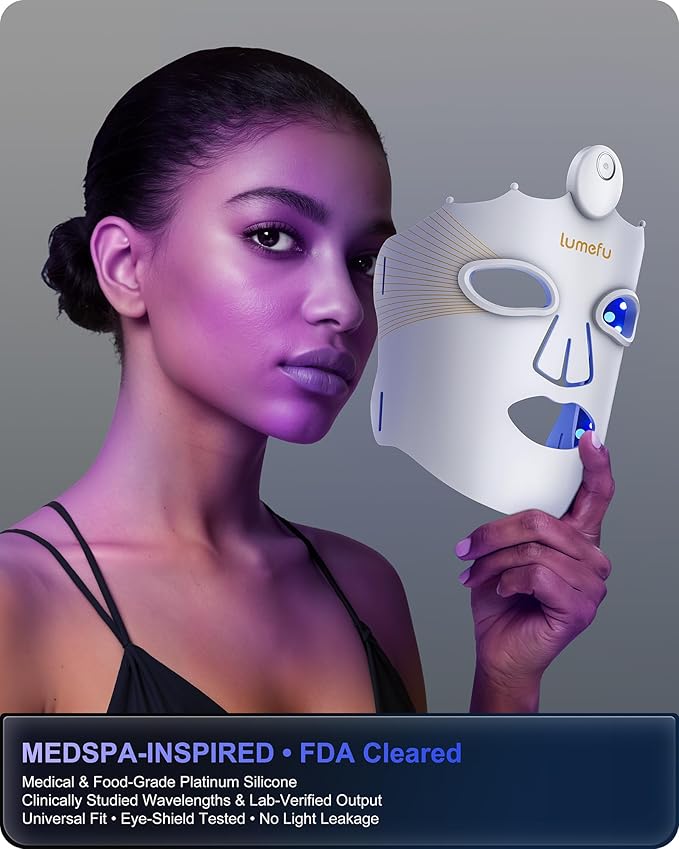 Lumefu Nimbus Red Light Therapy for Face FDA-Cleared 3D Red Light Therapy Mask Anti-Acne Full Face Coverage 3 Treatment Modes 850nm NIR &amp Blue LED Cordless Portable Home Use &amp Travel