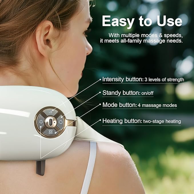 Shiatsu Back and Neck Massager with Heat Cordless Shoulder Massager Pillow Rechargeable 6D Kneading Neck Massage Pain Relief deep Tissue Gifts for Men Women Mom Dad