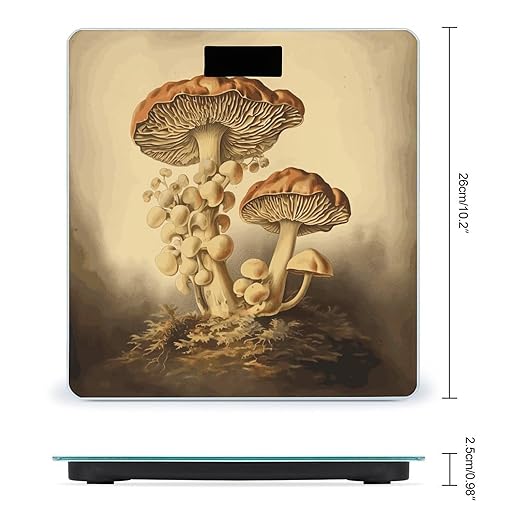 Vintage Mushrooms Bathroom Scale Weight Scale for Body WeightHighly Accurate Digital Weighing Machine Clear LED Display Digital Bathroom Body Scale 400lb/182kg