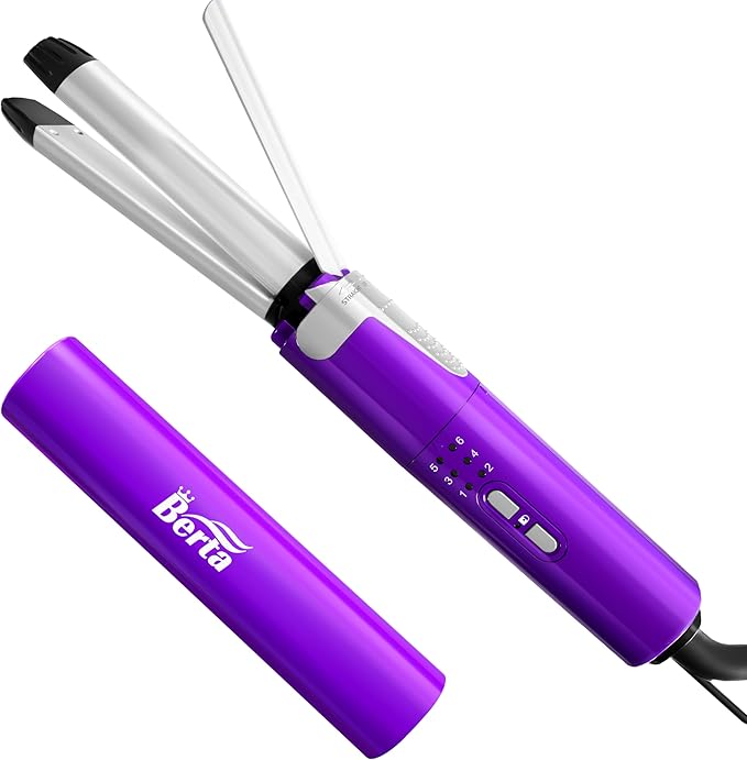 BERTA 2-in-1 Flat Iron &amp Curling IronCeramic 1 Inch Curling WandFast Heating (30s) Adjustable Temp 300°F-400°FDamage-Free Styler for All Hair Types (Straightener &amp Curler)