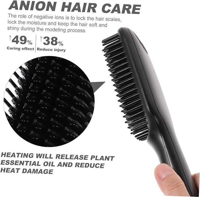Beaupretty Electric Beard Straightening Brush Temperature Settings for Men Hair and Beard Styling Multi-Functional Heated Comb for Smooth Sleek Results
