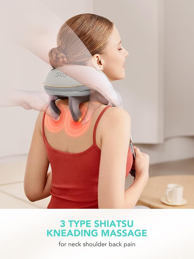 SKG H5mini Neck and Traps Massager with Heat for Deep Tissue Pain Relief 6D Hand Kneading Cordless Neck and Shoulder Massager Hands Free&ampWireless Valentine Pick for Him and her Man and Women