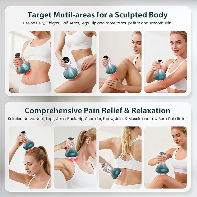 Lymphatic Drainage Massager Anti-Cellulite Massager For Body Cellulite and Thigh &amp Belly Stretch Marks Reduction Handheld Massage tools for lymphedema &amp lipedema Sciatica Nerve pain relief