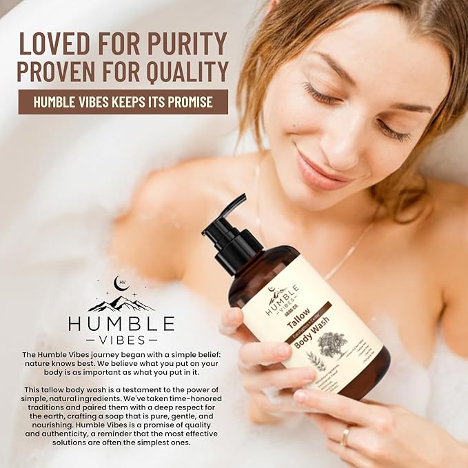 New! Natural Tallow Body Wash Made With Naturally Derived Plant Based Ingredients &amp Tallow Free of Harsh Chemicals Great for Eczema Itchy Dry Skin Moisturization Eucalyptus + Cedar