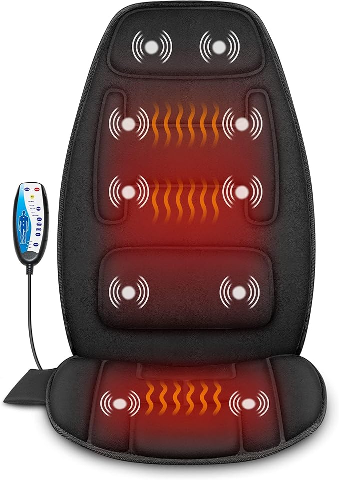 Snailax Vibration Back Massager with Heat Massage Chair Pad with Neck Lumbar Memory Foam 10 Vibration Motors5 Modes Gifts No shiatsu