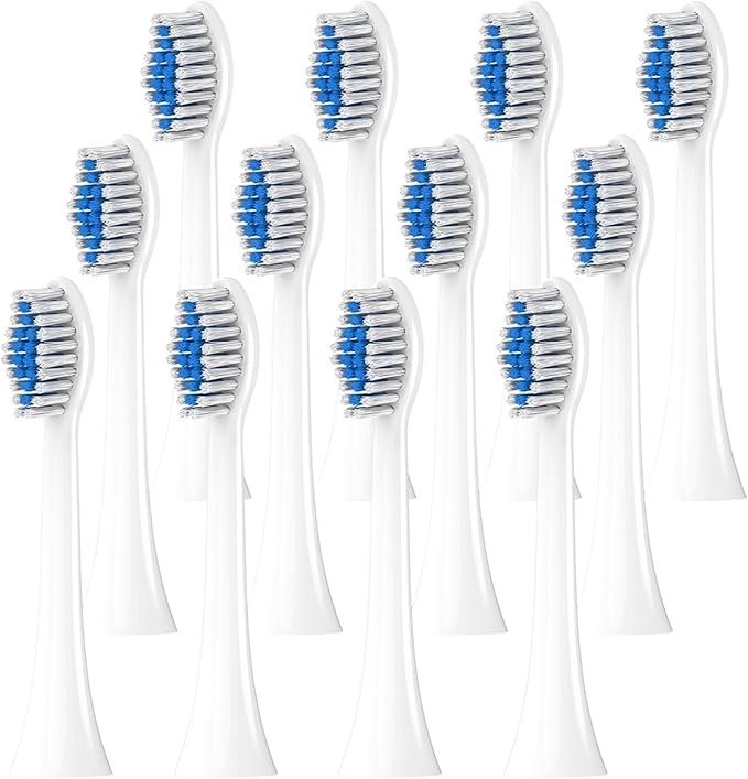 12/20 Pcs Soft Brush Heads Compatible with Electric Toothbrush Replacement Toothbrushes Head Refill for 1100 2100(White-12 Pcs)