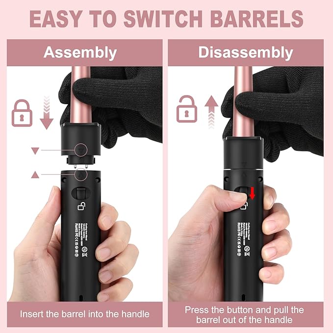 5 in 1 Curling Wand Set Curling Iron with Curling BrushHair Straightener &amp 3 Interchangeable Ceramic Curling Wand(0.35-1) Fast Heat Hair Wand Curler Include Glove &amp 2 Clips for Women Gir