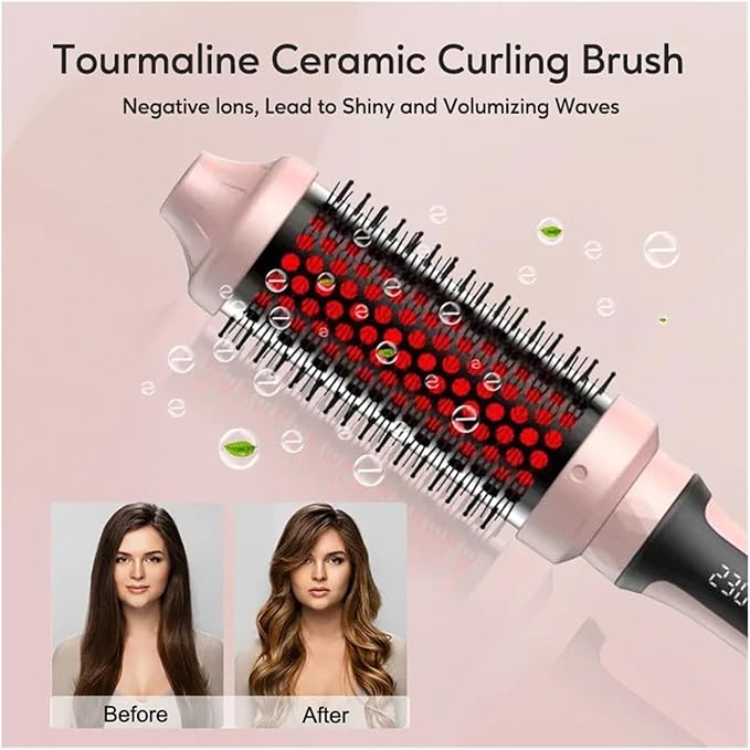 Professional Women's Infrared Thermal Brush - Ceramic Curling Iron &amp Heated Round Brush for Effortless Styling(B)