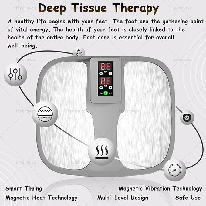 Electric Foot Massager Shiatsu Machine with Magnetic Shock and Heating for Pain Relief Adjustable Time/Energy Ideal for Plantar Fasciitis Home and Office Use