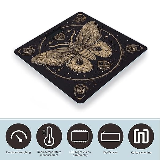 Moth Scale for Body Weight Anti-Slip Tempered Glass Digital Bathroom Scales Clear LCD Display Weighing Scale Safe Rounded Corners Smart Scales