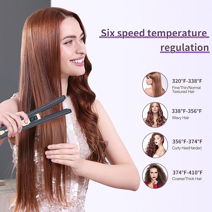 Cordless Hair Straightener and Curling Irons Ceramic Plate Diamond Grade Negative ions Flat Iron Hair Straightener Reduces frizz Smoother More Shiny(Blue)