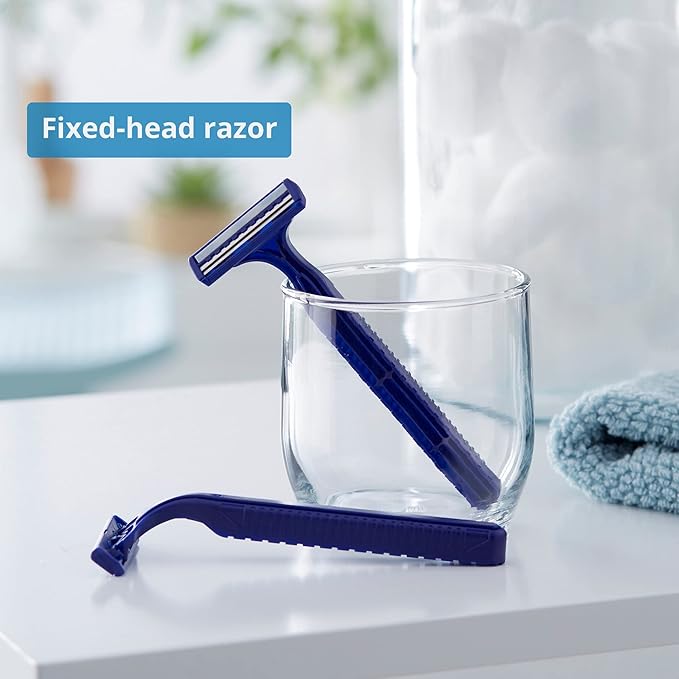 McKesson Disposable Razors Stainless Steel Twin Blade Lubricated Strip Ribbed Handle Blue 10 Count 12 Packs 120 Total