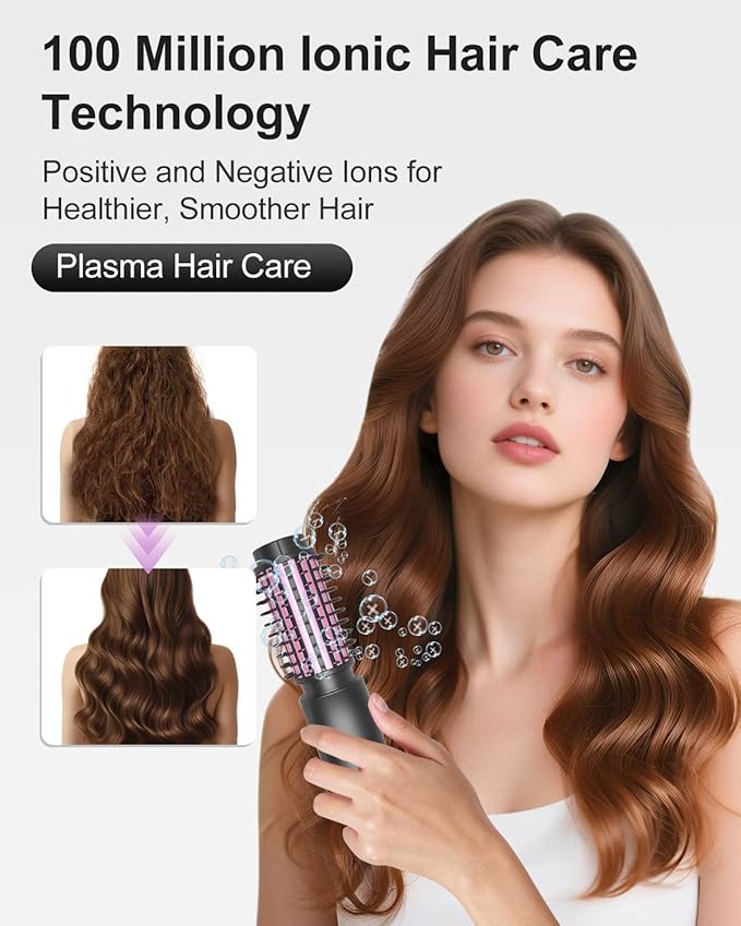 Cordless Hair Curler Bestauty 1.5 Cordless Curling Iron Rechargeable 2 in 1 Travel Hair Curler &amp Hair Straightener Brush 4 Adjustable Temperature 300°F-410°F for Curl/Smooth/Fluffy/Flip-Out Bl