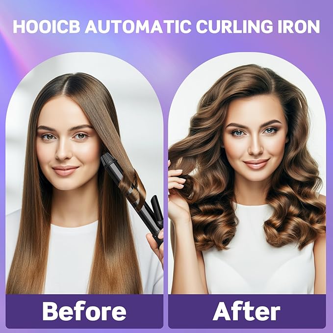 HOOICB Automatic Curling Iron 1 Hair Curler Tool with Negative Ion Function Ceramic Coating Fast Heating Suitable for All Hair Types