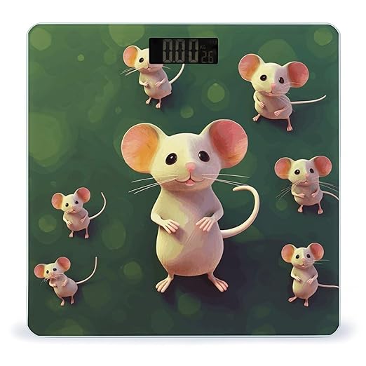 Cute Mouse Bathroom Scale Ultra-Bright Liquid Crystal Screen Weight Scale Accurate Bathroom Body Scales for Body Weight Bathroom Pet Home Bedroom Gift-Giving