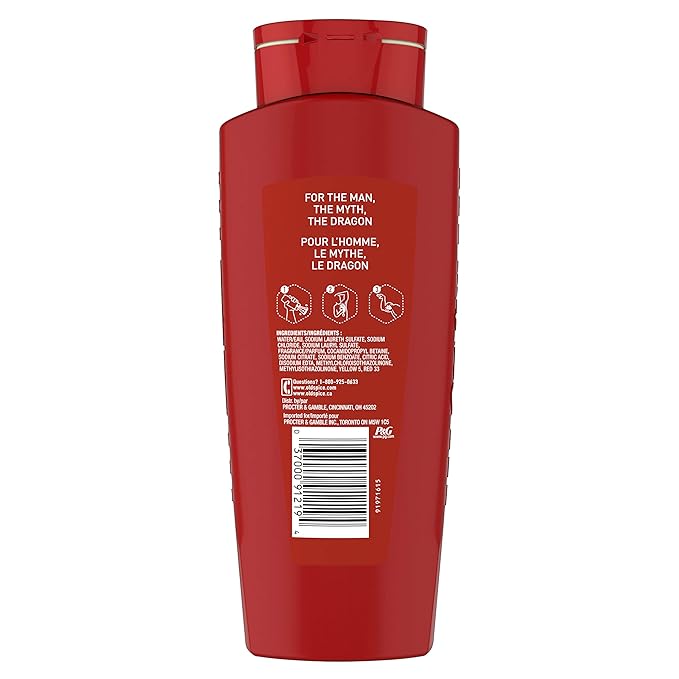 Old Spice Body Wash for Men Wild Collection Dragonblast Scent 21 Fl Oz Red (Pack Of 4)