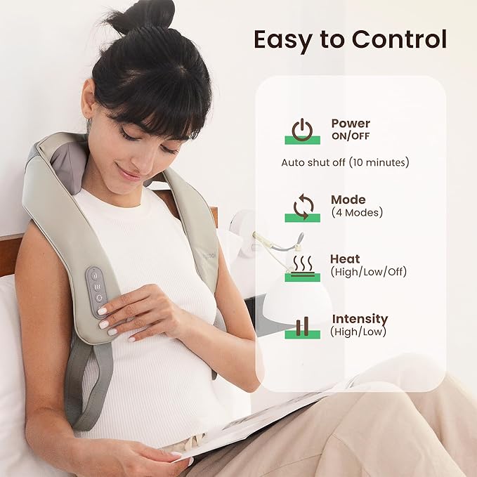 Cordless Neck and Shoulder Massager Graphene Heating Upgraded Shiatsu Back Massager Pillow for Neck Shoulder
