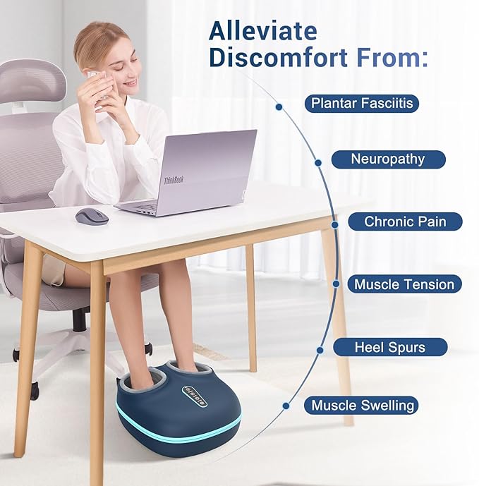 2-in-1 Shiatsu Foot Massager with Heat Foot Warmer Heating Pad for Circulation and Pain Relief Plantar Fasciitis Neuropathy Adjustable Kneading Massagers for Feet Back Gifts for Women Men