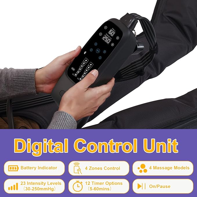 Air Compression Therapy System Leg Massager for Pain and Circulation Full Leg Recovery Boots Cordless Air Compression Boots Fast Recovery Therapy for Athletes M
