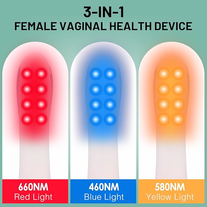 Red Blue Yellow Light Therapy for Women Female Led Tri-Color Light Health Care Device with Heating Function for Home Use