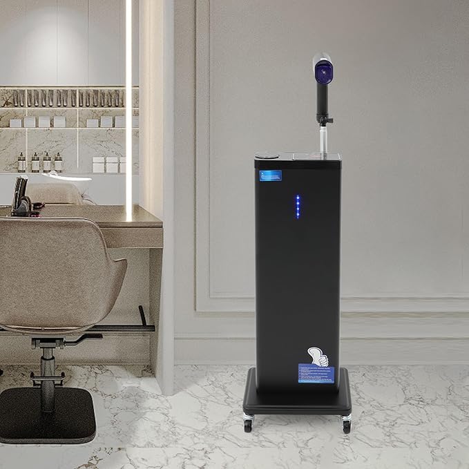 Nano Hair Steamer 1300W Professional Micro-Mist Hair Steamer 9-Gear Adjustable Floor Type 360° Rotation Universal Wheel for Hair Deep Care Hair Repair Salon Spa (Black)