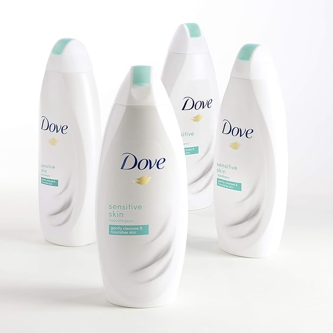 Dove Sulfate Free and Hypoallergenic Sensitive Skin Body Wash 22 Fl Oz (Pack of 4)