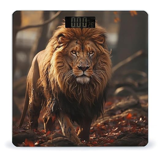 Lion Image Scale for Body Weight Highly Accurate Digital Bathroom Scale Sturdy Tempered Glass Weighing Scales with LCD Display Fashion Body Fat Smart Scales 400lb