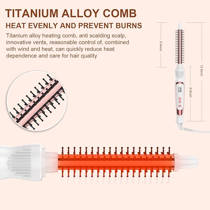 Thermal Brush 0.5 Inch Curling Iron Volumizing Heated Round Brush 1/2 Inch Ceramic Tourmaline Heated Hot Multifunctional Styler Curling Wand (White 0.5 inch)