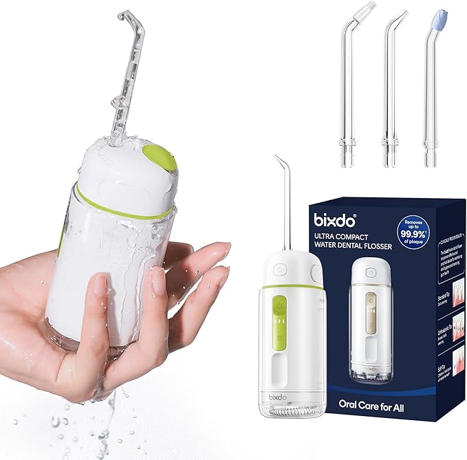 Water Flosser Portable for Travel - Mini Water Flosser with 3 Modes IPX7 Waterproof 360° Nozzles Cordless Water Dental Flosser for Teeth Cleaning Flossing for Adults Braces &amp Sensitive Gums