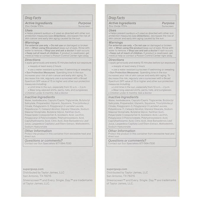 Mineral Sheer Screen SPF 30 by Supergoop for Women - 1.5 oz Sunscreen - Pack of 2