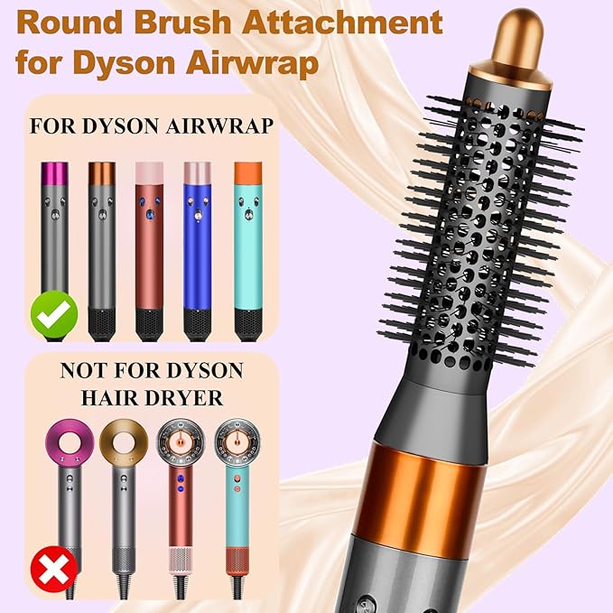 Small Round Volumizng Brush and Blade Concentrator Attachment for Dyson Airwrap HS01 HS05 HS08 for a Smooth More Aligned Finish and Defined Bouncy Curls