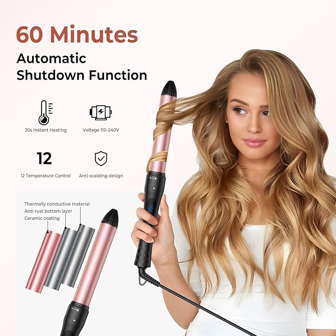 6 in 1 Curling IronCurling Wand Set and Thermal Brush Hair Tool