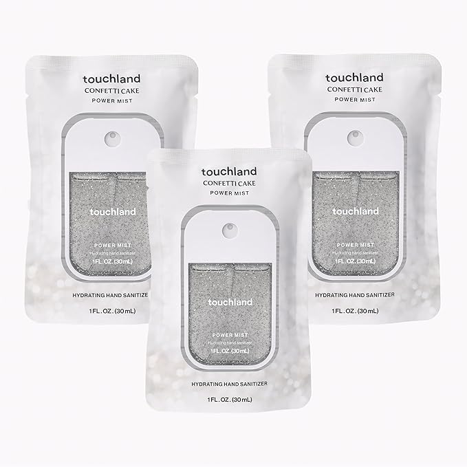 Touchland Hydrating Hand Sanitizer Spray – Confetti Cake Trio Set Dye Free – 3 x 1 FL OZ Travel Size Mists
