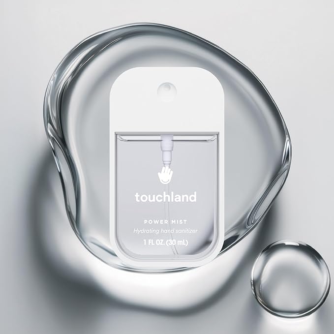 Touchland Hydrating Hand Sanitizer Spray – Dye Free Trio Set (Rainwater Unscented Beach Coco) – 3 x 1 FL OZ Mini Travel Size Mists