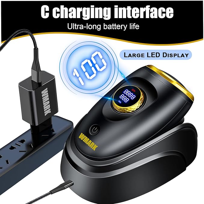 Barber Massager/Cordless Handheld Massager Charge Neck/Legs/Hand/Face Massager Adjustable Speed with Large LED Display