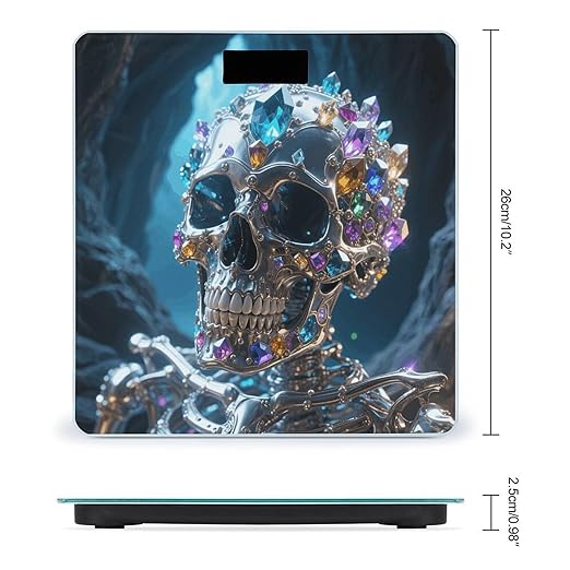 Magic Crystal Metal Skull Weight Scale Large Digital Bathroom Scales with Bright LED Display Non Slip Digital Scale and Step On Fashion Weighing Machine for Body