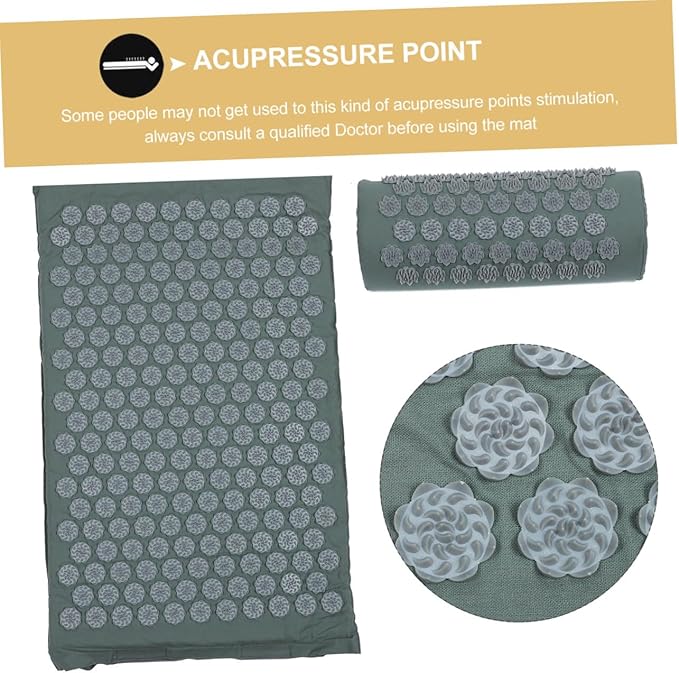 Veemoon Shiatsu Acupressure Massage Mat and Pillow Set Non-Slip Relief Cushion with Portable Carrying Bag for Back and Neck Therapy Relaxation and Muscle Tension Relief