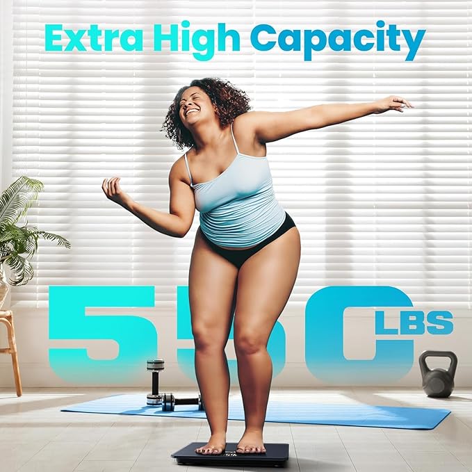 Posture 550lb Capacity Digital Bathroom Scale High Precision Body Weight Scale Extra Wide Platform Large LED Display and Durable 8mm Tempered Glass Platform for Home