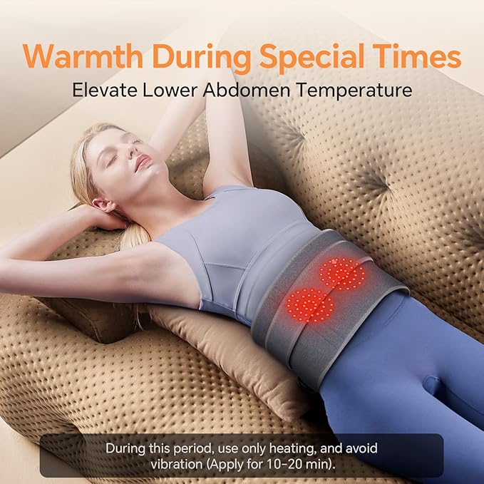 Heating Pad for Back Lumbar Massager Heated Waist Belt Wrap Lower Back Pad with Heat Vibration 3 Levels Adjustable 180 mins Battery Cordless Portable Touchscreen Control