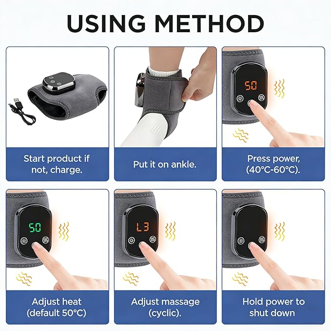 Try Massager Pro Foot Massage Triple-Technology Massager with Heat for Relax &amp Renew Foot &amp Ankle 3 Modes &amp 5 Heat Levels Cordless Ankle Massagers 2-in-1 Warming Wrap for Home or Travel
