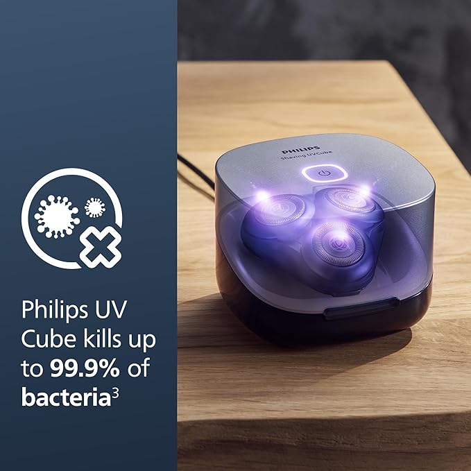 Philips Norelco Shaver Series 7000 Wet &amp Dry Electric Shaver with SenseIQ Technology Pop-up Trimmer Charging Stand Travel Case UV Sanitizing Cube Model S7889/91