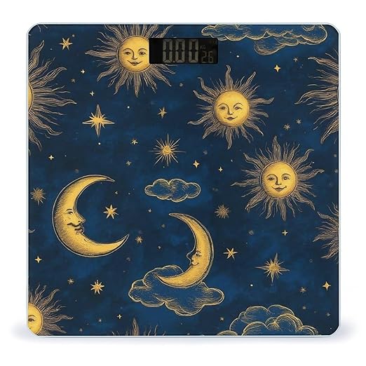 Energy Saving Scale Bathroom Weighing Scale Smart Scale for Body Weight Digital Sun Moon Boho Astrology