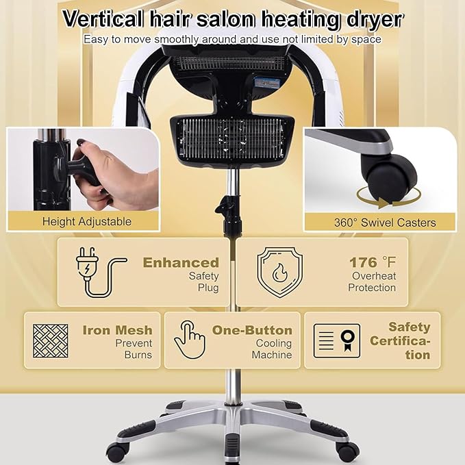 Hair Color Processor Wall MountSalon Hair Color Processor Wall Mount/Floor-Standingwith LED Displaywith 5 Heating Discs360° Swivel Adjustable Armfor Drying DyeingPerming Vertical